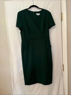 Calvin Klein Dark Green V-Neck Sheath Dress